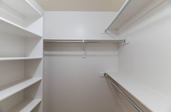Spacious closets with built-in shelves